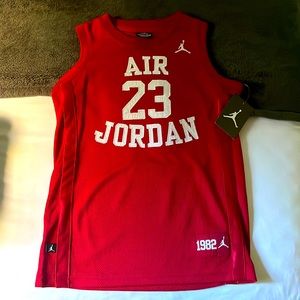 Brand new Youth small Air Jordan jersey! Red with white stitching! Really nice!